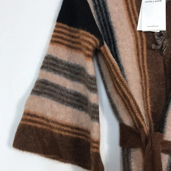 NWT ANTIK BATIK Moya belted brushed intarsia mohair-blend cardigan - Picture 9 of 13